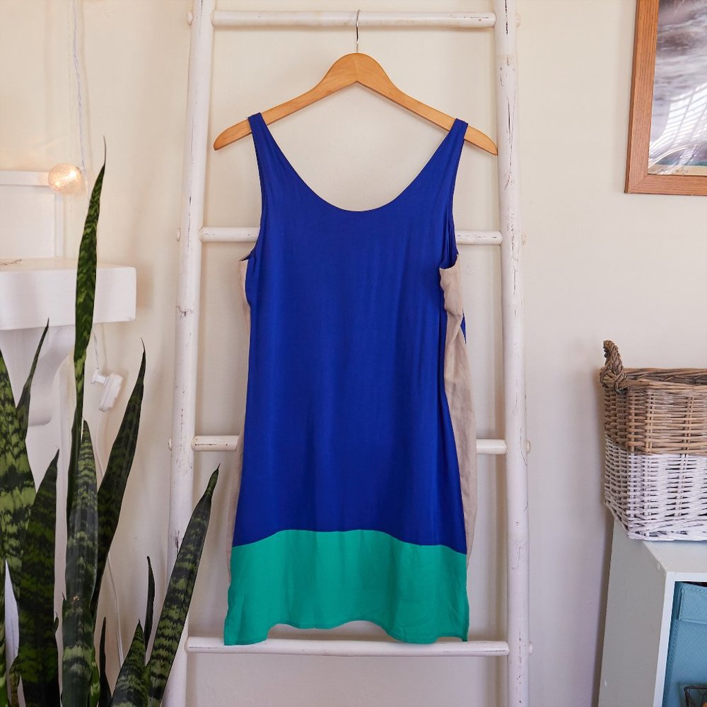 Sparkle & Fade Blue Color Block Shift Dress - image 2